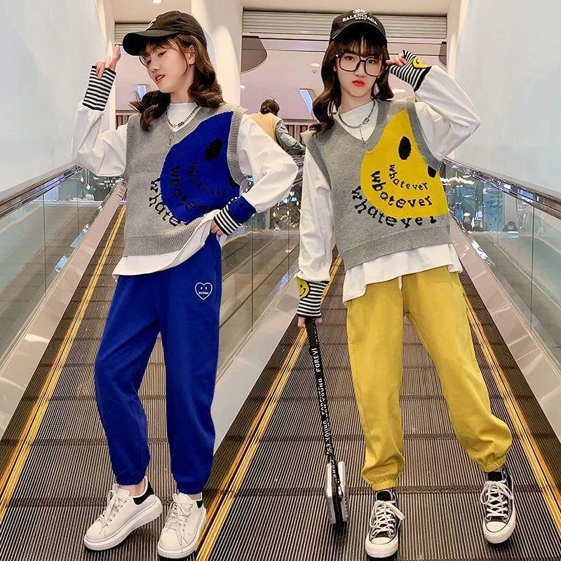 Spring Girls For Clothing Sets Autumn 2023 New Fashion Knitting Cartoon Letters Vest + Shirt+pants 3 Pieces Children'S Outfit
Spring Girls For Clothing Sets Autumn 2023 New Fashion Knitting Cartoon Letters Vest + Shirt+pants 3 Pieces Children'S Outfit