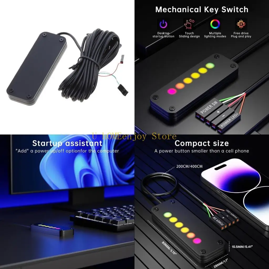 B0KF Extension Power Cable for Desktop PC Switches Power SW Power LED Button Handy Switches Cable SlidingOn