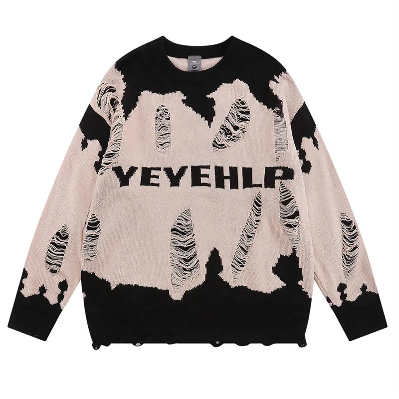 Oversized Hip Hop Ripped Knitted Sweater Men Harakuju Streetwear Pullover Tops Long Sleeves
Oversized Hip Hop Ripped Knitted Sweater Men Harakuju Streetwear Pullover Tops Long Sleeves