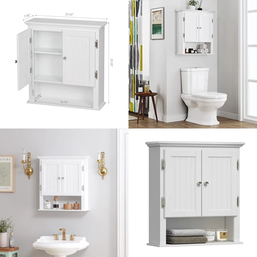 Bathroom Wall Cabinet, Bathroom Medicine Cabinet with Adjustable Shelves and Doors, Space Saving Wall Storage Cabinet
Bathroom Wall Cabinet, Bathroom Medicine Cabinet with Adjustable Shelves and Doors, Space Saving Wall Storage Cabinet