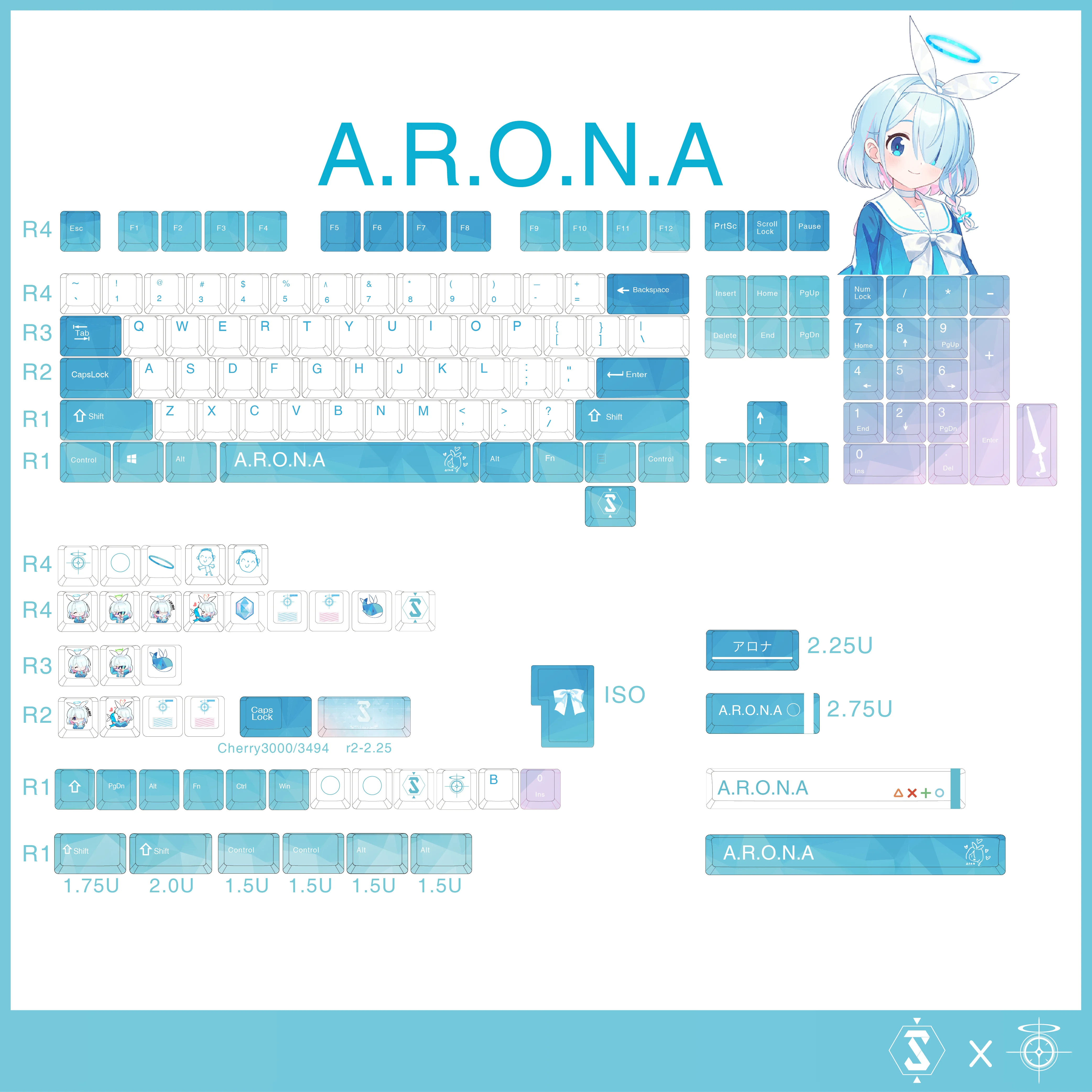 140 Keys/Set Blue Archive Arona PBT Keycaps Anime Games Beauty Girl Key Caps Cherry Height for DIY Mechanical Keyboards Gifts
140 Keys/Set Blue Archive Arona PBT Keycaps Anime Games Beauty Girl Key Caps Cherry Height for DIY Mechanical Keyboards Gifts