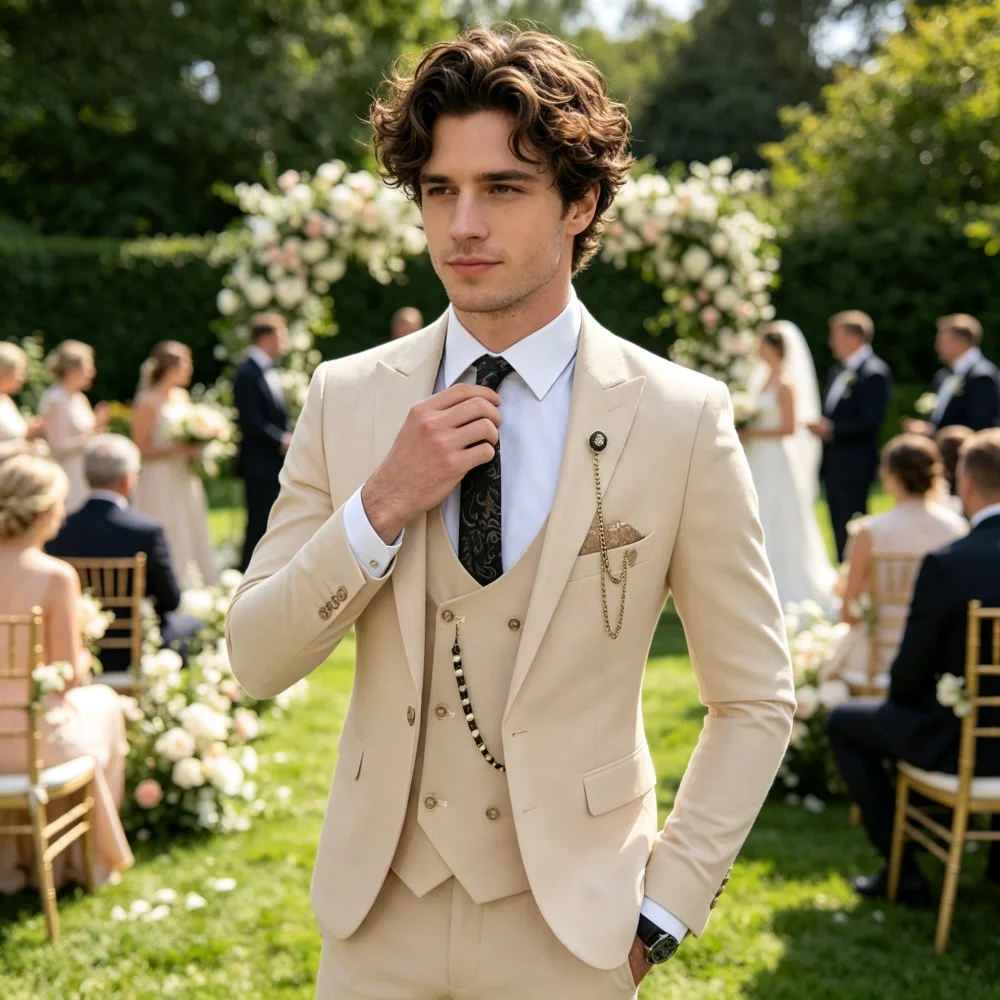 Men's Slim Fit Dance Tuxedos Wedding Groomsmen Smoking Lapel Max Blazer Commercial Men's Pants Suit Fitted Formal Wear
Men's Slim Fit Dance Tuxedos Wedding Groomsmen Smoking Lapel Max Blazer Commercial Men's Pants Suit Fitted Formal Wear