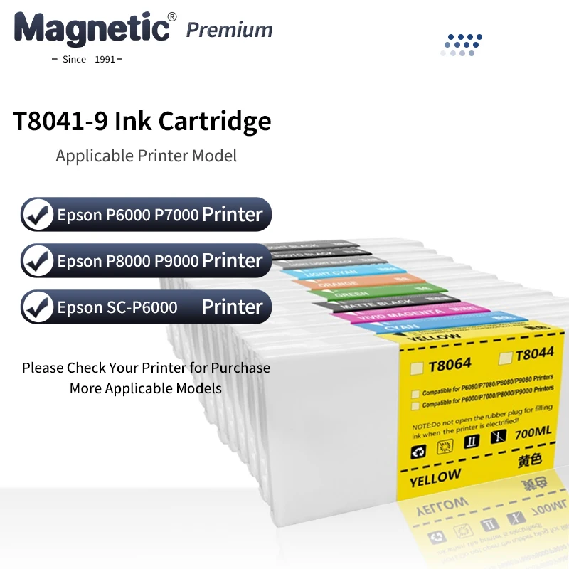 For European Version T8041-T8049 A B Compatible Ink Cartridge With Chip 700ML For Epson SC-P6000 P7000 P8000 P9000 Printer
For European Version T8041-T8049 A B Compatible Ink Cartridge With Chip 700ML For Epson SC-P6000 P7000 P8000 P9000 Printer