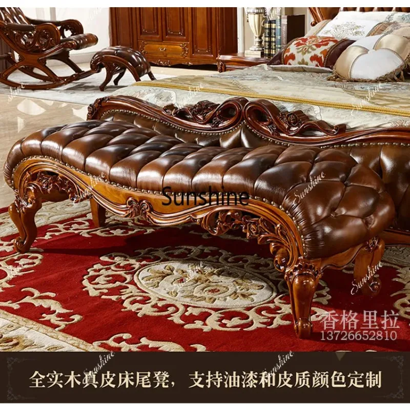 YEuropean style bed tail full solid wood carving flower shoe bench bedside simple and modern
YEuropean style bed tail full solid wood carving flower shoe bench bedside simple and modern