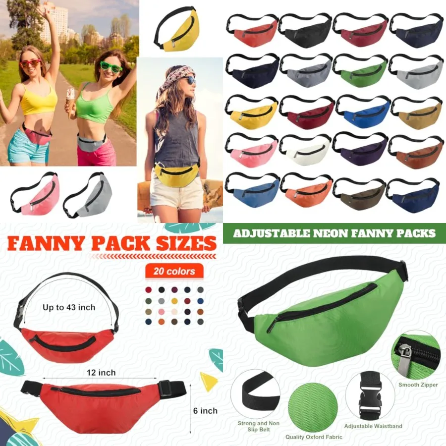 20 Pcs Neon Fanny Pack Bulk, 90s 80s Fanny Pack Adjustable Waist Bags, Vintage Bag, Oxford Cloth for Workout Traveling Running
20 Pcs Neon Fanny Pack Bulk, 90s 80s Fanny Pack Adjustable Waist Bags, Vintage Bag, Oxford Cloth for Workout Traveling Running