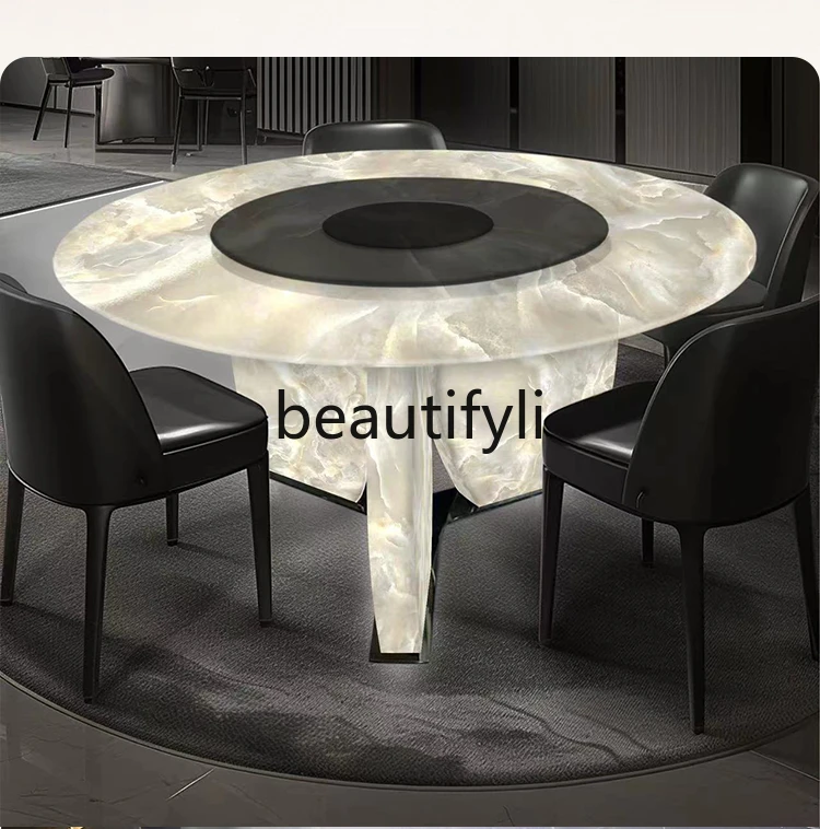 Luminous Luxury Stone Dining Table Villa Mansion Living Room Natural Marble Round Dining Table
Luminous Luxury Stone Dining Table Villa Mansion Living Room Natural Marble Round Dining Table