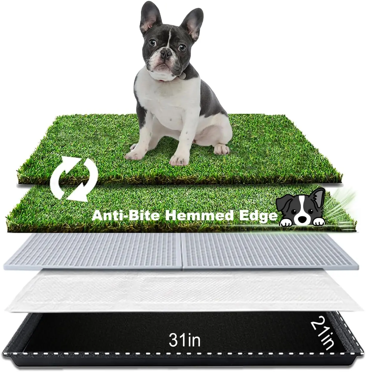 Medium Dog Litter Box with Tray and Artificial Grass, Realistic Pee Pad for Balcony, Less Stink, Hemmed Edge
Medium Dog Litter Box with Tray and Artificial Grass, Realistic Pee Pad for Balcony, Less Stink, Hemmed Edge