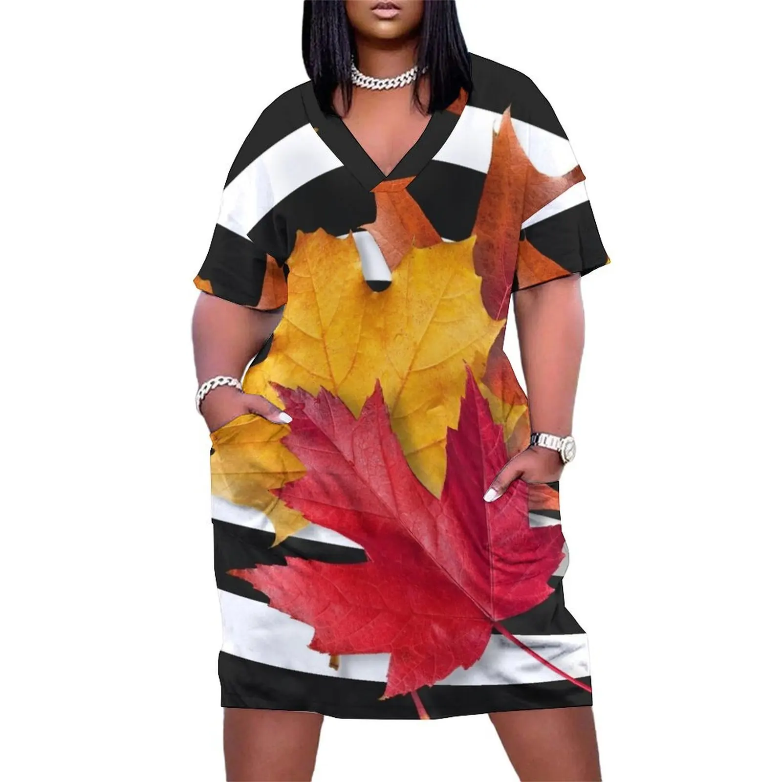 Fall theme on a black and white background - maple leaves Loose Pocket Dress elegant party dress for women 2025 fairy dress
Fall theme on a black and white background - maple leaves Loose Pocket Dress elegant party dress for women 2025 fairy dress
