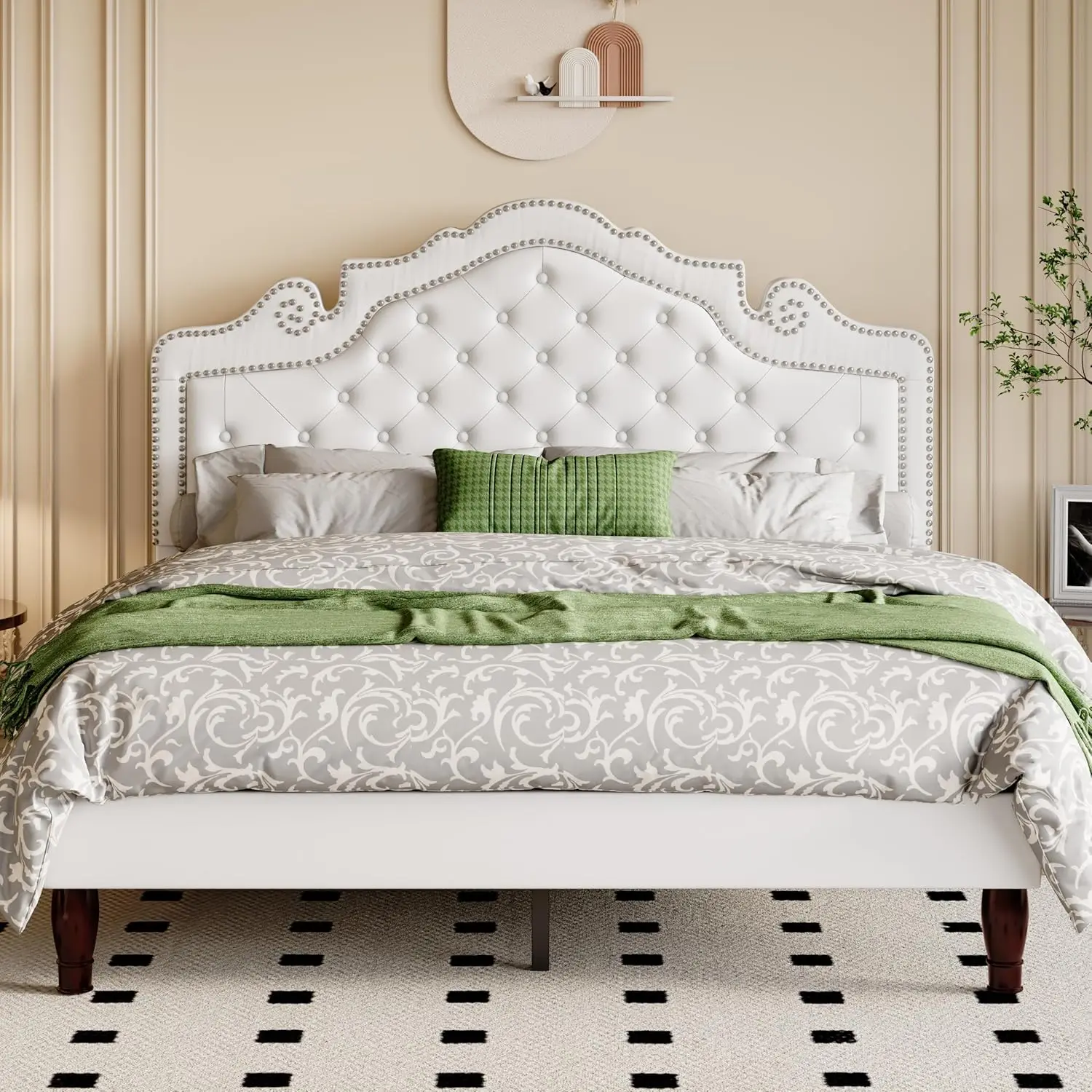 Full Size Bed Frame with Adjustable Velvet Tiara Headboard, Upholstered Diamond Button Tufted Platform Bed, Wood Slats S
Full Size Bed Frame with Adjustable Velvet Tiara Headboard, Upholstered Diamond Button Tufted Platform Bed, Wood Slats S