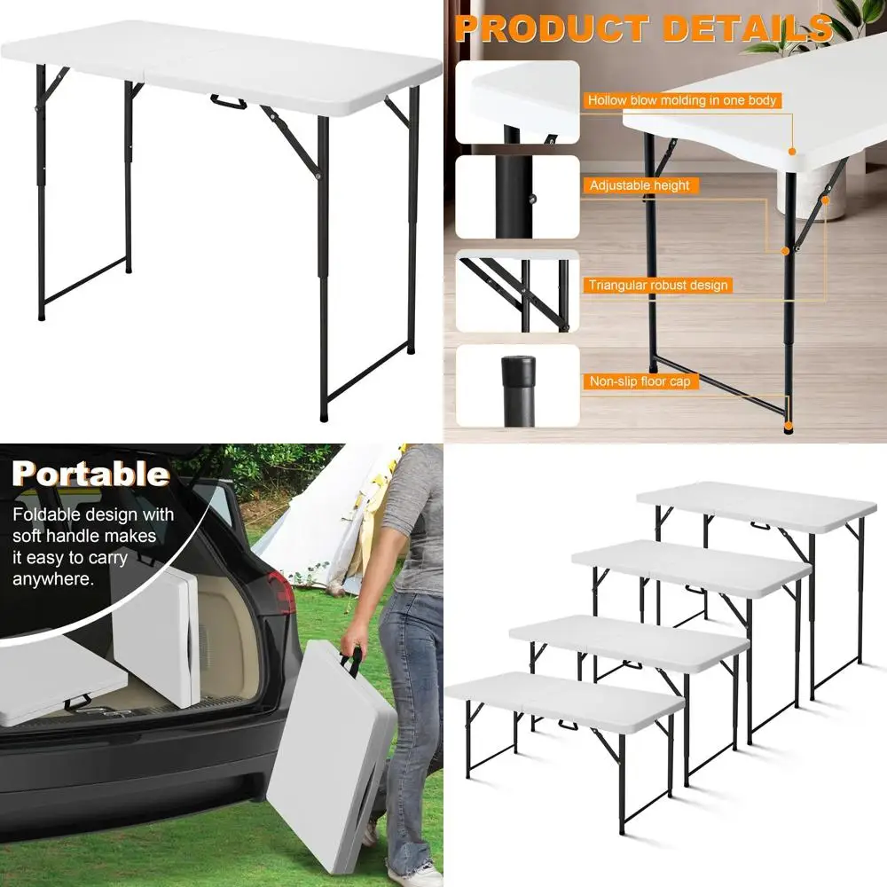 Портативный складной стол с регулируемой высотой - прочный, из HDPE и стали, подходит для использования в помещении/на улице, легкий и устойчивый, многофункциональный.
Портативный складной стол с регулируемой высотой - прочный, из HDPE и стали, подходит для использования в помещении/на улице, легкий и устойчивый, многофункциональный.