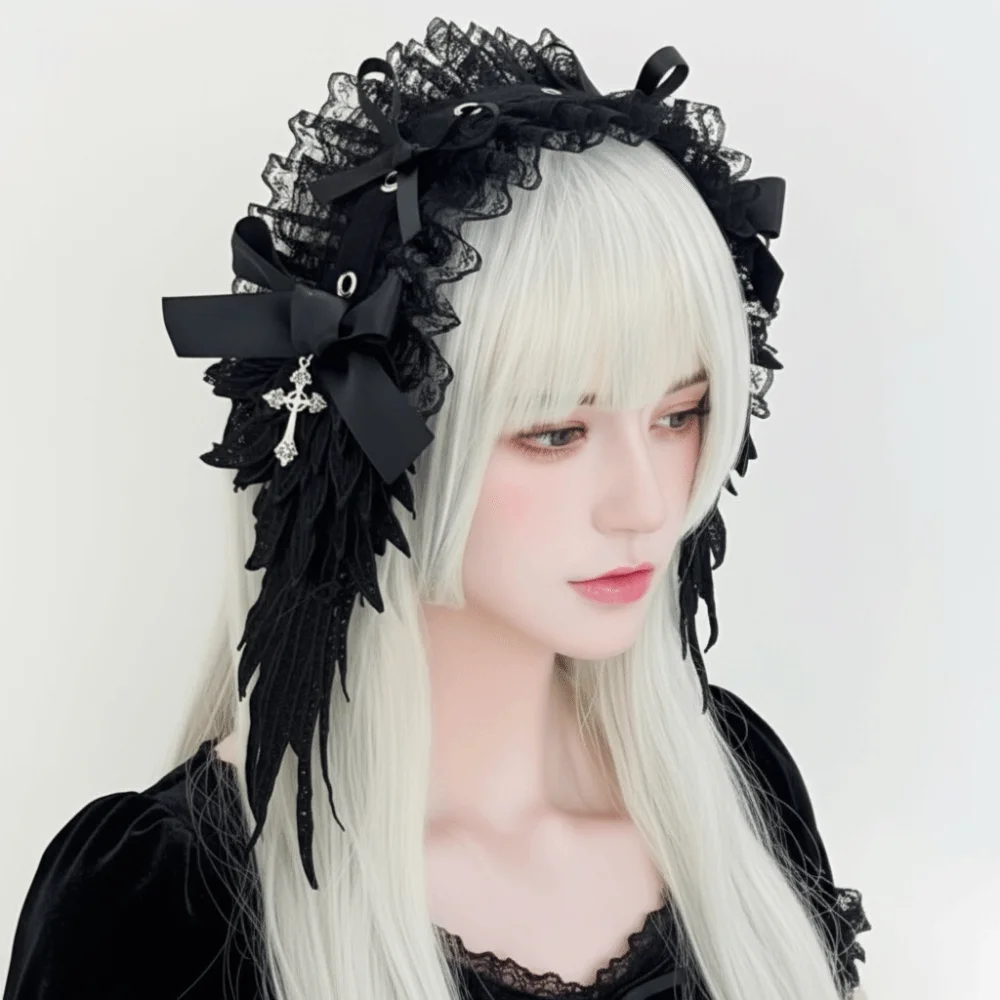 Cute Spicy Girl Lolita Wings Lace Headband Rivet Y2k Cosplay Headdress JK Black Ruffled Hairband Comic Convention
Cute Spicy Girl Lolita Wings Lace Headband Rivet Y2k Cosplay Headdress JK Black Ruffled Hairband Comic Convention