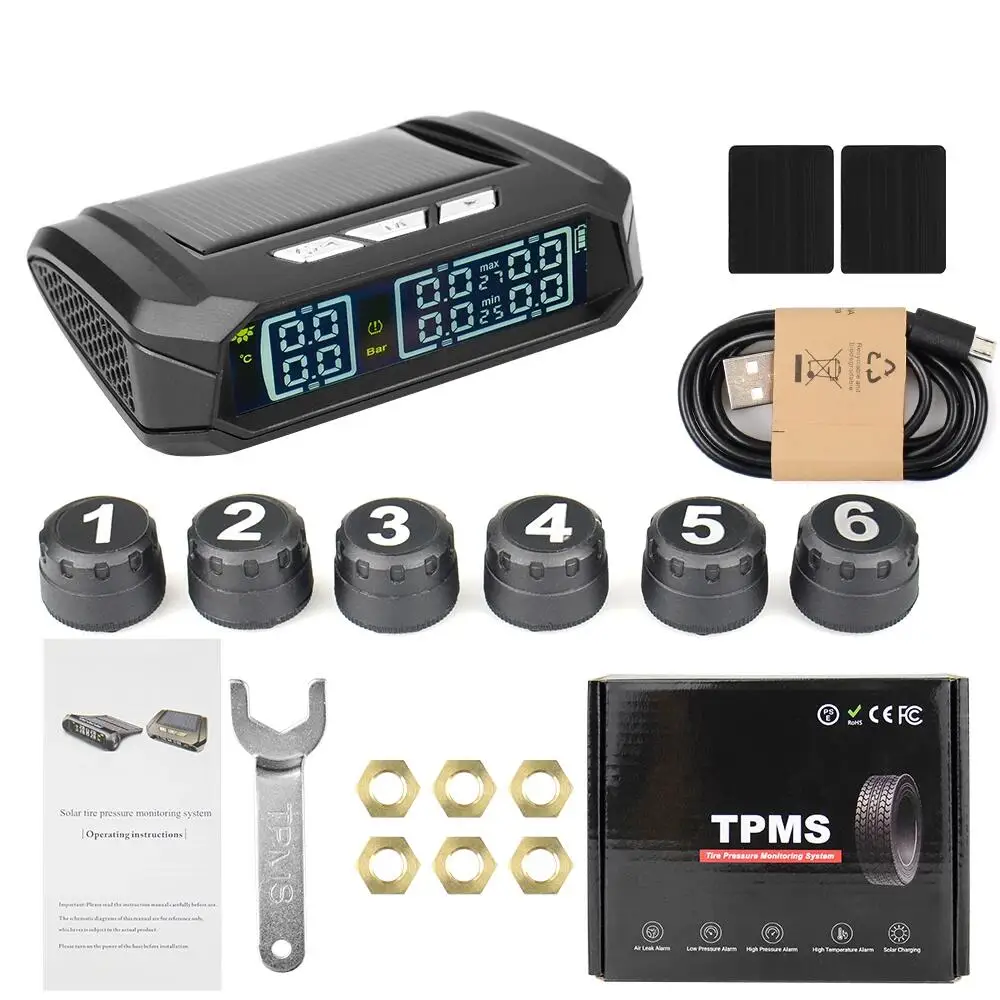 6-сенсоры TPMS для грузовиков, система контроля давления в шинах, автоматический дисплей, мониторинг сигнализации, зарядка через USB, сигнализация о температуре
6-сенсоры TPMS для грузовиков, система контроля давления в шинах, автоматический дисплей, мониторинг сигнализации, зарядка через USB, сигнализация о температуре