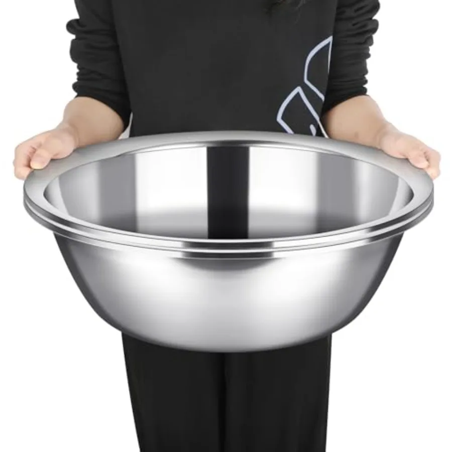 Home commercial prepping, stainless steel mixing bowl, metallic silver, oversized 17-quart ccity with flat base for stability d
Home commercial prepping, stainless steel mixing bowl, metallic silver, oversized 17-quart ccity with flat base for stability d