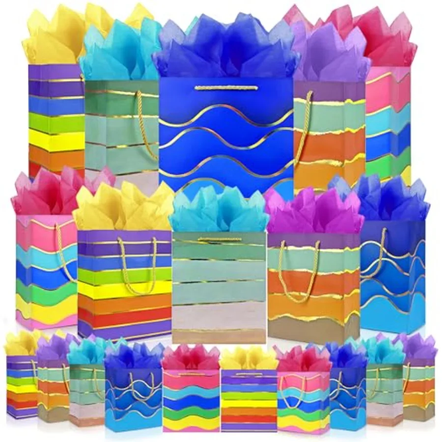 20 Pack Gift Bags Assorted Sizes and Designs Gift Bags with Handle and Tissue Paper for Birthday Party Baby Shower Wedding Holi
20 Pack Gift Bags Assorted Sizes and Designs Gift Bags with Handle and Tissue Paper for Birthday Party Baby Shower Wedding Holi