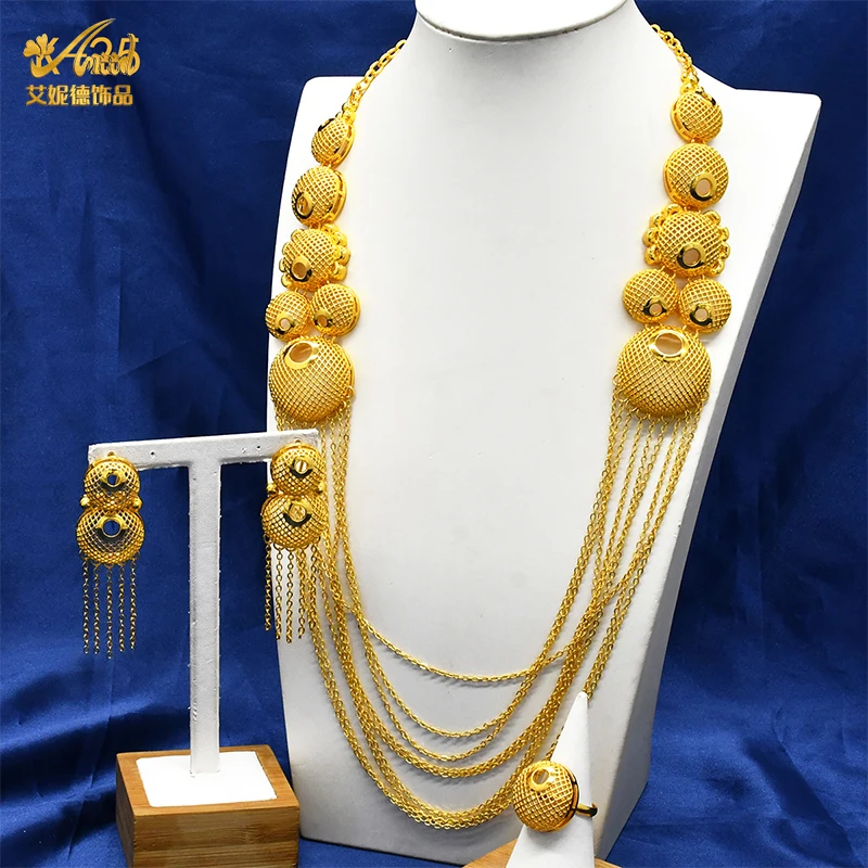 African 24k Gold Color Jewelry Sets With Tassel For Lady Wedding Ethiopia Bridal Necklace Earrings Ring Jewelry Accessory Gifts
African 24k Gold Color Jewelry Sets With Tassel For Lady Wedding Ethiopia Bridal Necklace Earrings Ring Jewelry Accessory Gifts