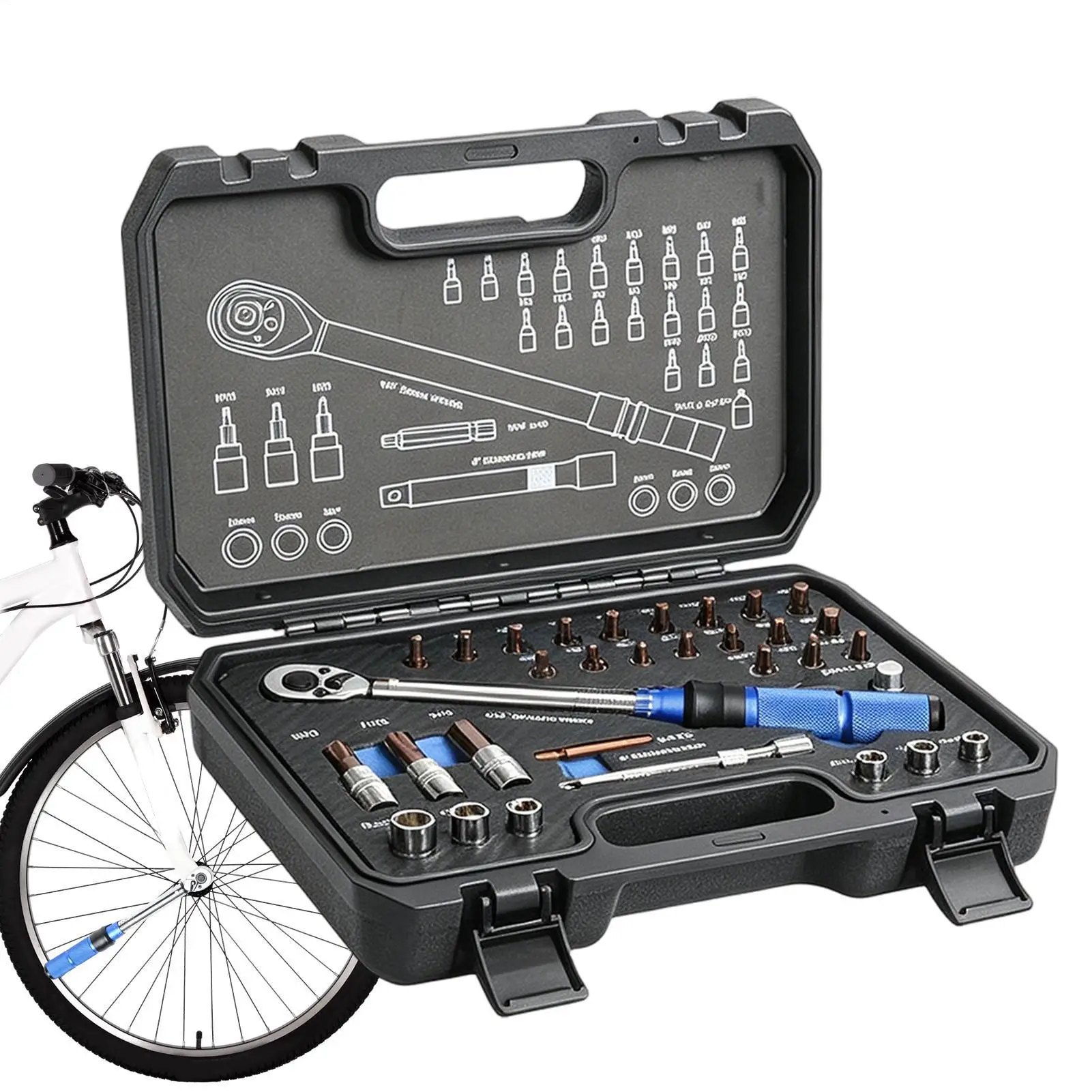 32pcs 1/4" Cycling Drive Torque Wrench Set With 72-tooth Reversible Ratchet Head 5-25Nm Spanner For Cycling Repair Torque Wrench
32pcs 1/4" Cycling Drive Torque Wrench Set With 72-tooth Reversible Ratchet Head 5-25Nm Spanner For Cycling Repair Torque Wrench