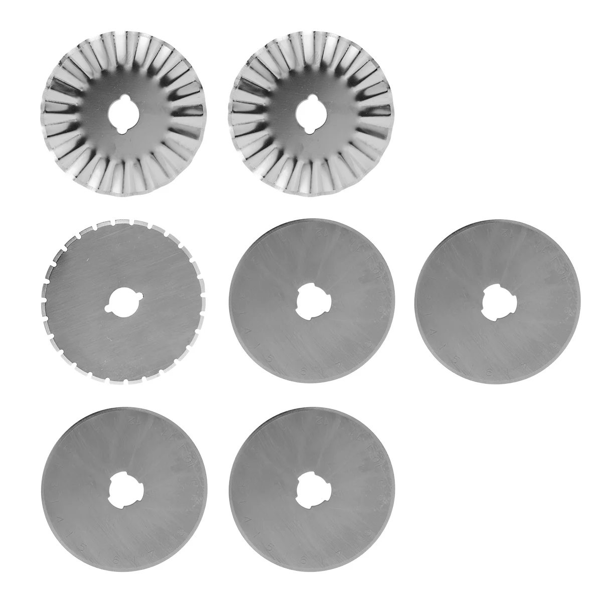7Pcs Rotary Cutter Blade Set Steel 4 Straight 1 Dashed 2 Wavy for Sewing Fabric Paper Cutting Accessories
7Pcs Rotary Cutter Blade Set Steel 4 Straight 1 Dashed 2 Wavy for Sewing Fabric Paper Cutting Accessories