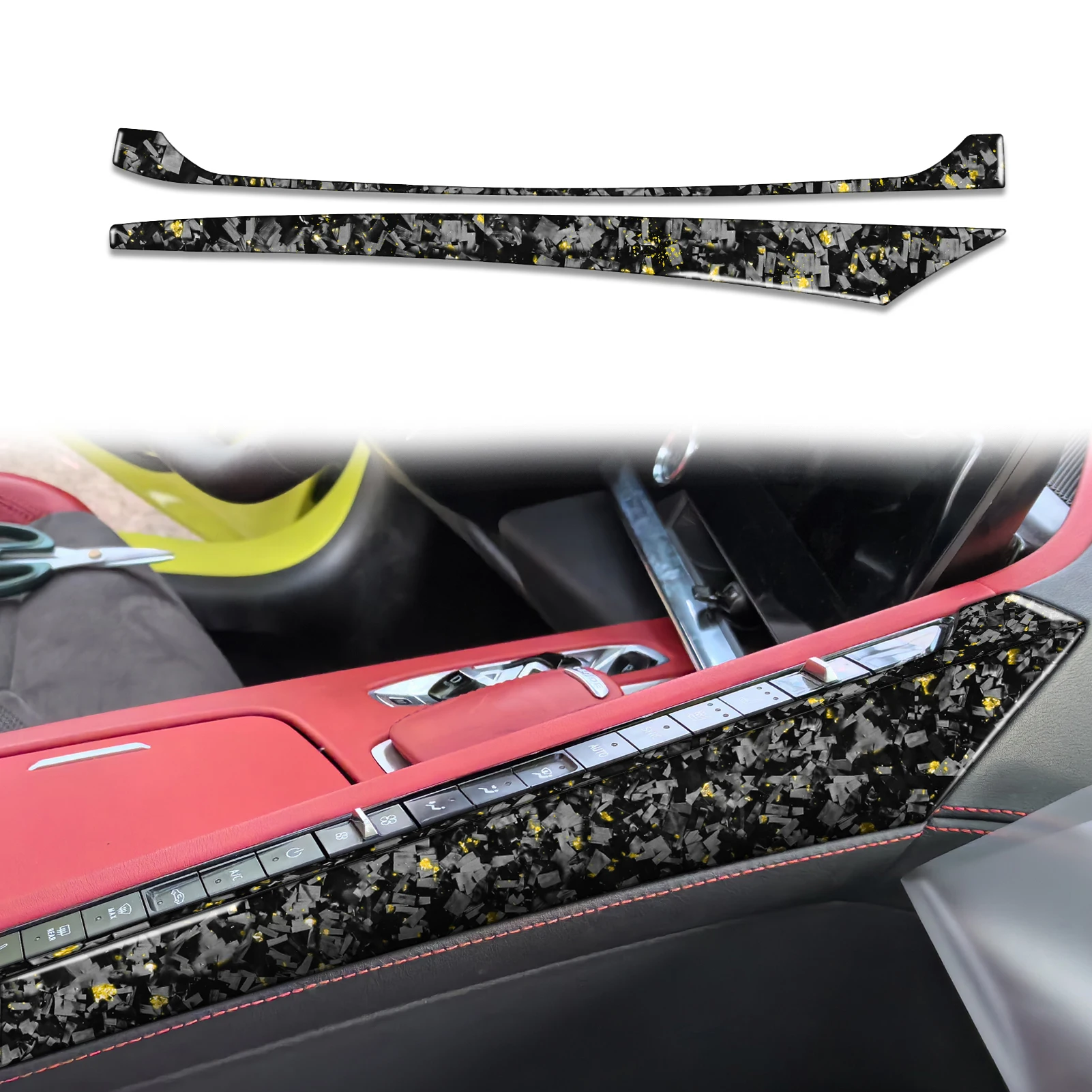 Кованое углеродное волокно, золотая фольга, декоративные наклейки для левого вождения, автомобильные детали для chevrolet corvette C8 20+
Кованое углеродное волокно, золотая фольга, декоративные наклейки для левого вождения, автомобильные детали для chevrolet corvette C8 20+