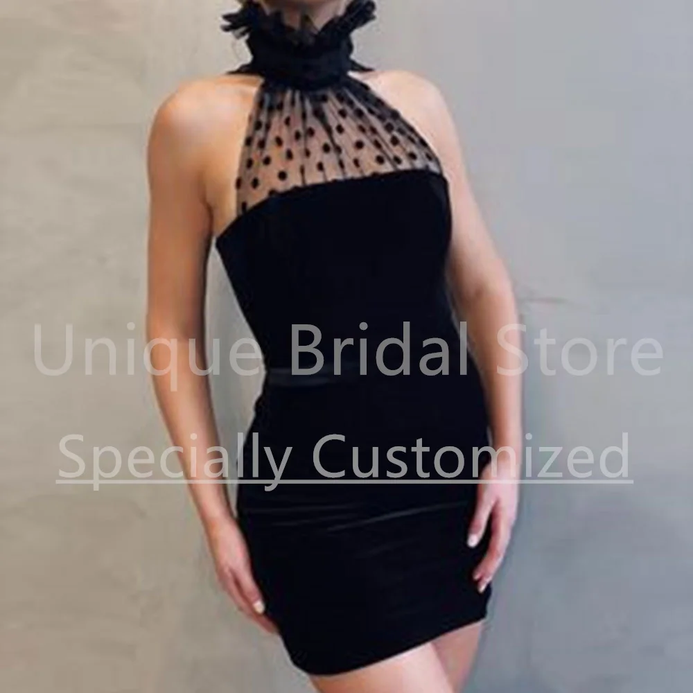 Mini Black Cocktail Dresses Sheath High Neck Sleeveless Ribbon Jersey Sexy Short Vestidos De Fiesta Elegantes Para Mujer 2023
Mini Black Cocktail Dresses Sheath High Neck Sleeveless Ribbon Jersey Sexy Short Vestidos De Fiesta Elegantes Para Mujer 2023