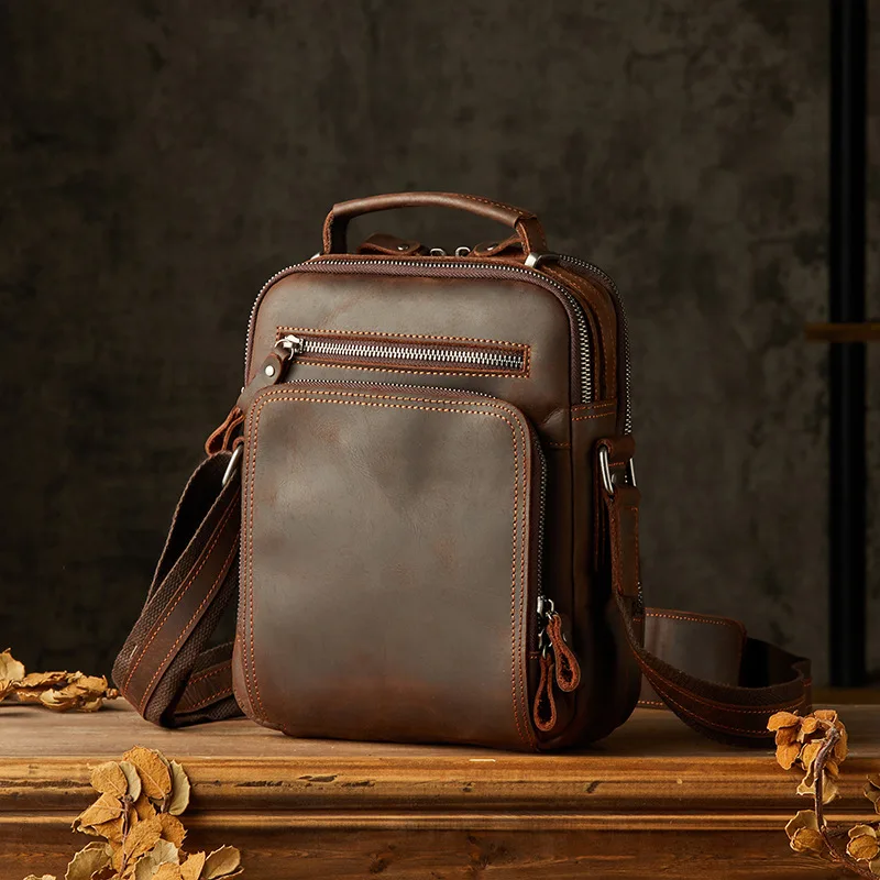 Handmade Crazy Horse Leather Old Men's Bag Cowhide Portable Retro Genuine Leather One Shoulder Crossbody Casual Business Backpac
Handmade Crazy Horse Leather Old Men's Bag Cowhide Portable Retro Genuine Leather One Shoulder Crossbody Casual Business Backpac