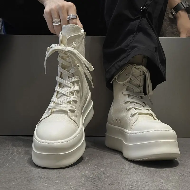 Men's Boots Thi Bot High Top Casual oes Canvas Increase Height Trendy Sle All-Match round Toe Laced Rubber Sole
Men's Boots Thi Bot High Top Casual oes Canvas Increase Height Trendy Sle All-Match round Toe Laced Rubber Sole