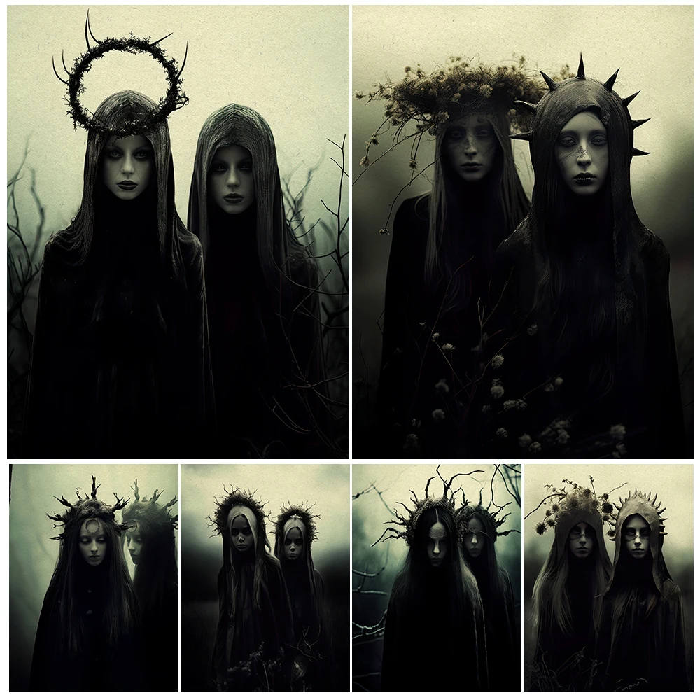 Mysterious Pagan Shaman Sisters Wall Art Canvas Painting Horror Woodland Witch Gothic Art Poster Print Home Decoration Unframed
Mysterious Pagan Shaman Sisters Wall Art Canvas Painting Horror Woodland Witch Gothic Art Poster Print Home Decoration Unframed
