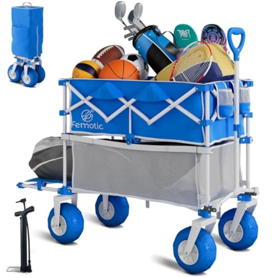 Beach Wagon for Sand, Heavy Duty Double Decker Foldable Wagon Cart with 9 All Terrain Inflatable Tires, 400L Extra Large Capaci
Beach Wagon for Sand, Heavy Duty Double Decker Foldable Wagon Cart with 9 All Terrain Inflatable Tires, 400L Extra Large Capaci
