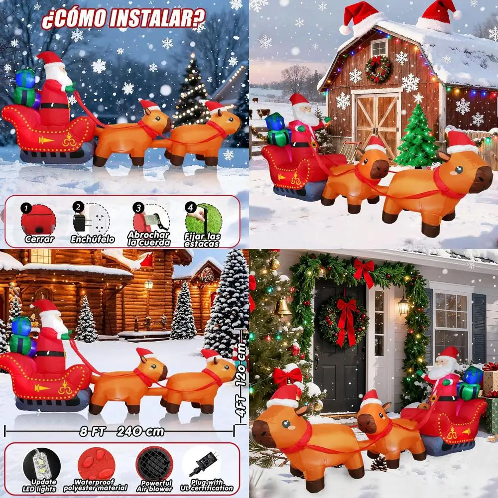8 Foot Santa Claus Sleigh with Capybara and Gift Boxes Inflatable Outdoor Christmas Decoration
8 Foot Santa Claus Sleigh with Capybara and Gift Boxes Inflatable Outdoor Christmas Decoration
