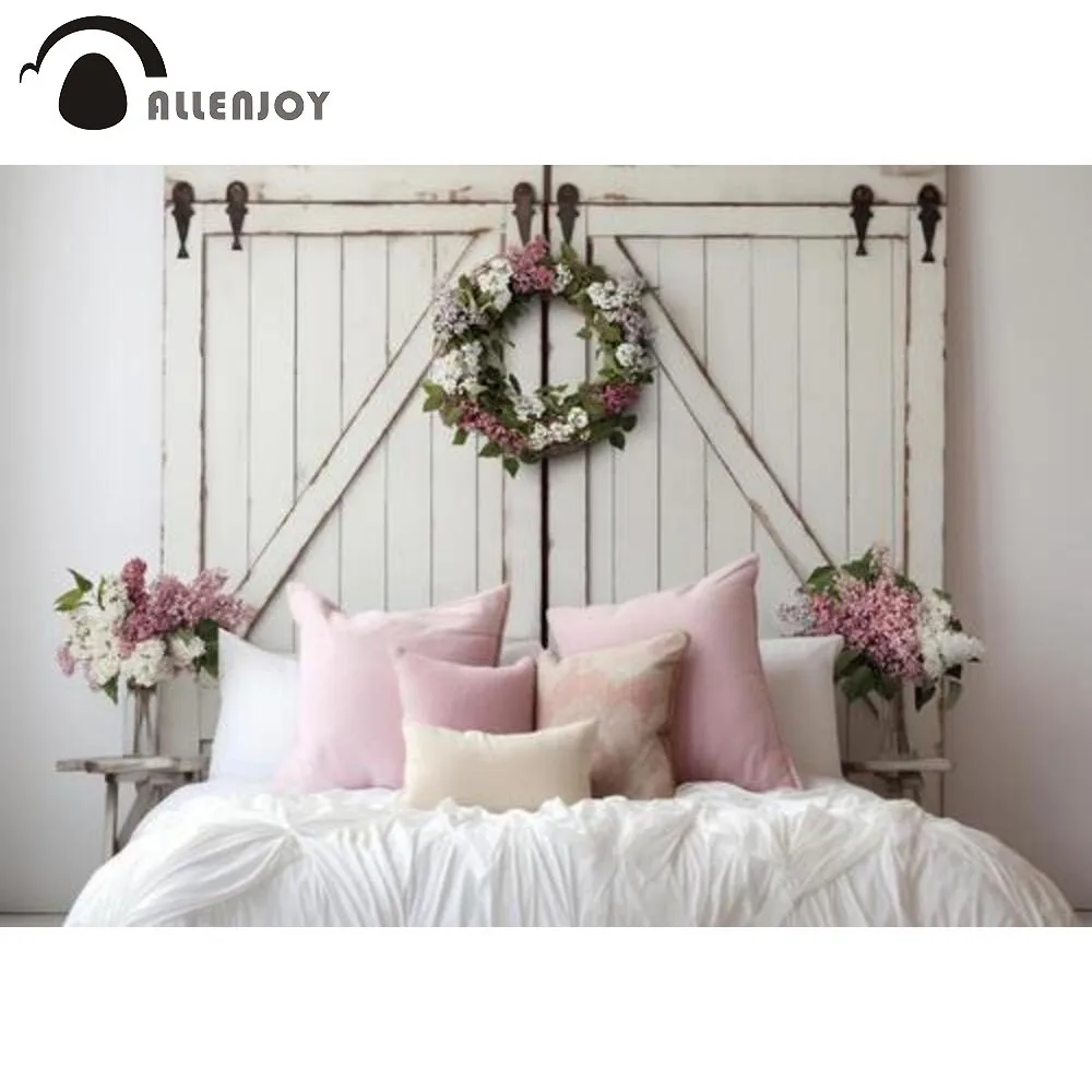 Allenjoy Romantic Flower Bedroom Photography Backdrop Rustic Wooden Headboard Pink Pillows Photoshoot Background
Allenjoy Romantic Flower Bedroom Photography Backdrop Rustic Wooden Headboard Pink Pillows Photoshoot Background