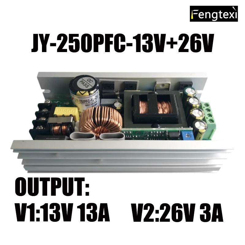 JY-250W-PFC-13V 13A + 26V 3A Плата импульсного источника питания для сценического освещения, усилитель мощности звука
JY-250W-PFC-13V 13A + 26V 3A Плата импульсного источника питания для сценического освещения, усилитель мощности звука