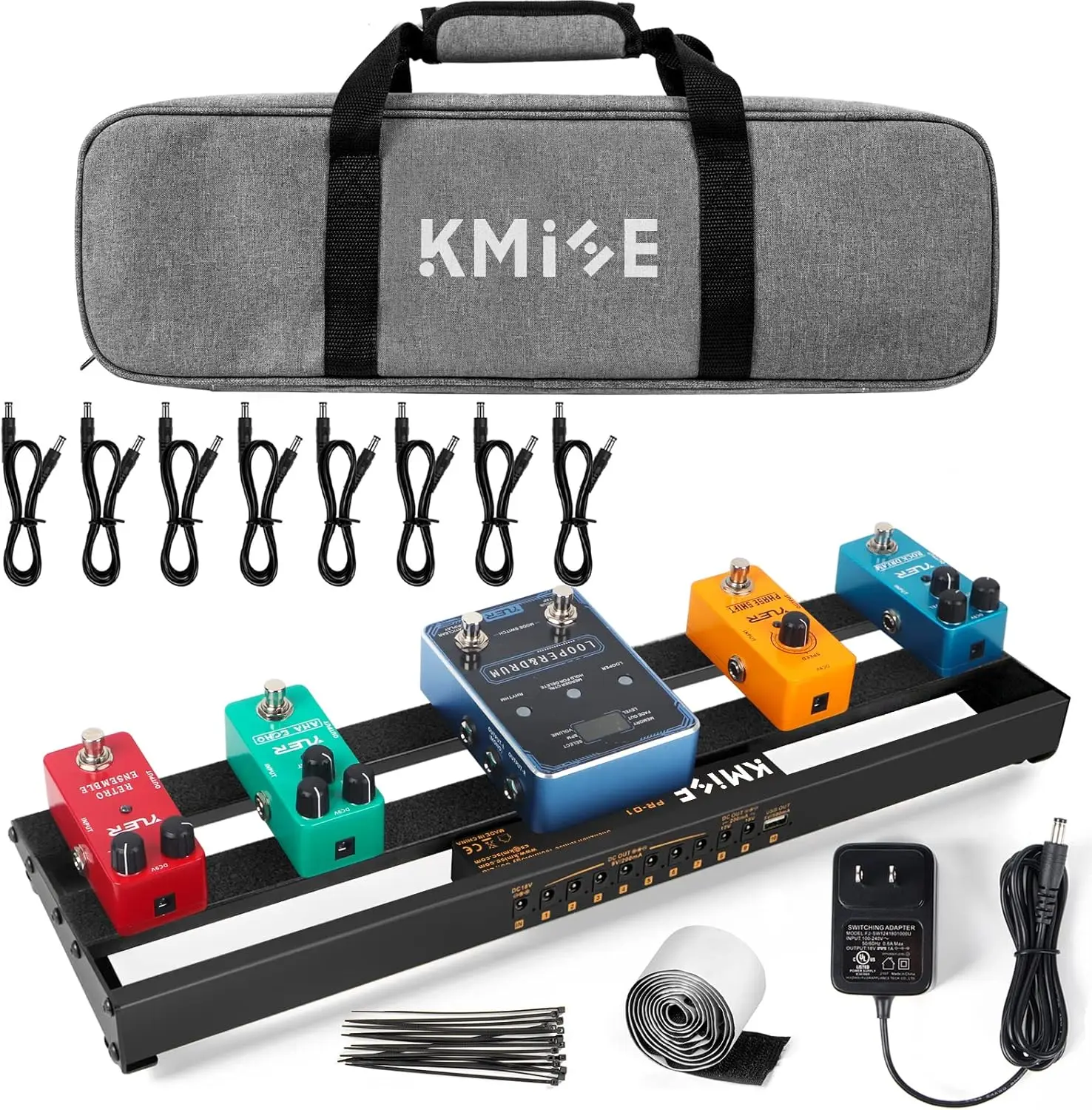 Guitar Pedalboard with Built-in Power Supply, 19x5 Inch Aluminum Alloy, Lightweight 1.8lb, Includes Carrying Bag, Cables, Hook and Loop Tape
Guitar Pedalboard with Built-in Power Supply, 19x5 Inch Aluminum Alloy, Lightweight 1.8lb, Includes Carrying Bag, Cables, Hook and Loop Tape