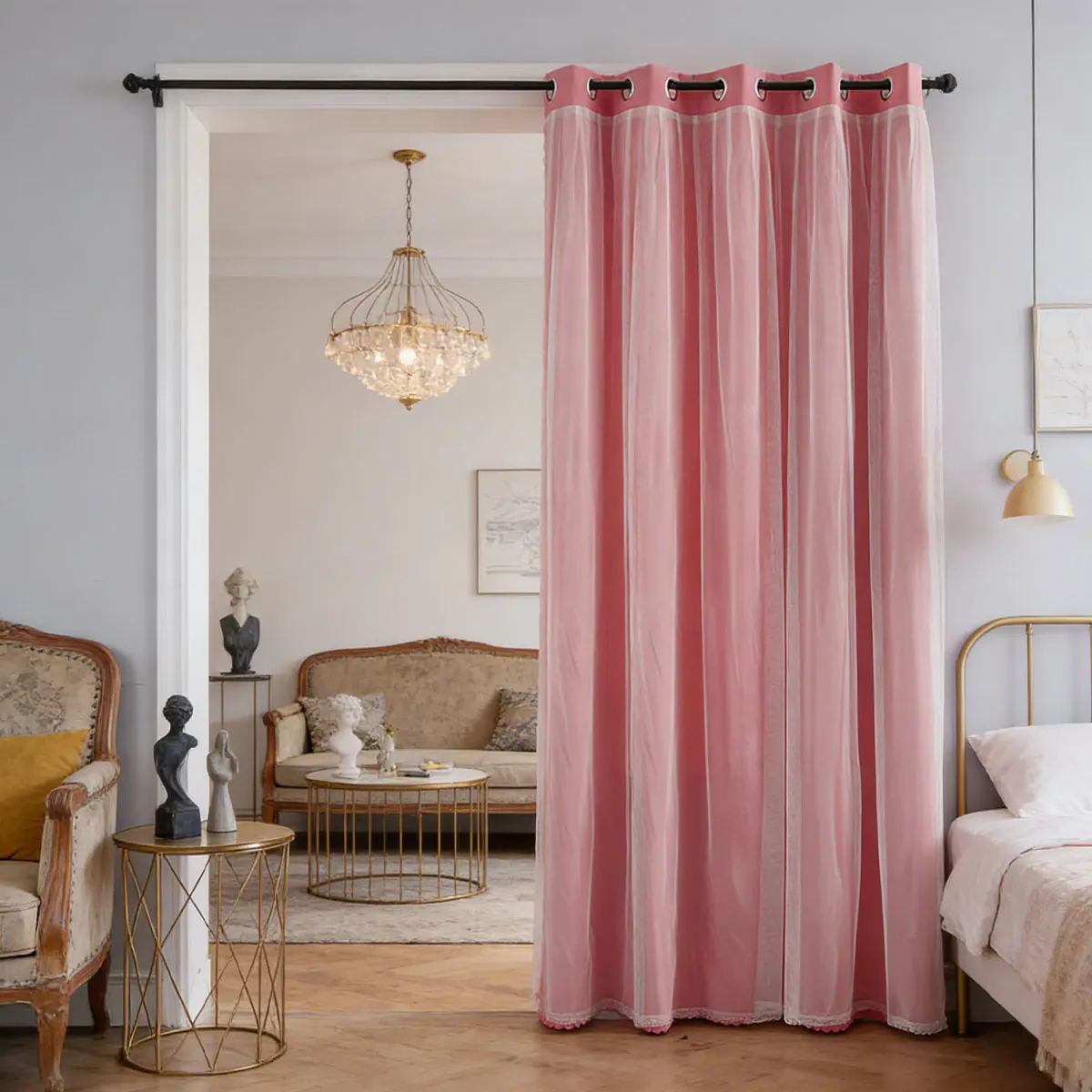 1pc Double Layer Sheer Overlay Curtain, Princess Style Grommet Curtain for Bedroom & Room Divider
1pc Double Layer Sheer Overlay Curtain, Princess Style Grommet Curtain for Bedroom & Room Divider