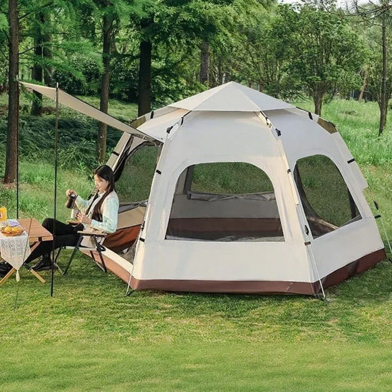Hexagonal Large Tent for Camping Outdoor Automatic Pop-up Thickened Rainproof Portable Camping Equipment
Hexagonal Large Tent for Camping Outdoor Automatic Pop-up Thickened Rainproof Portable Camping Equipment