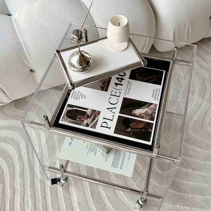 Transparent acrylic cart ins wind coffee table with wheel living room storage mobile bedside table stainless steel storage rack
Transparent acrylic cart ins wind coffee table with wheel living room storage mobile bedside table stainless steel storage rack