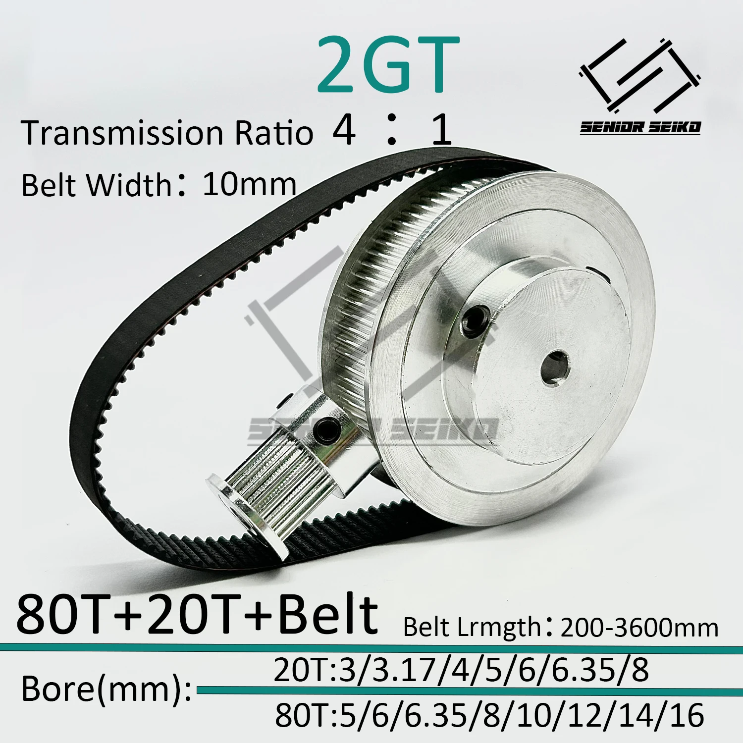 2GT 2M 20Teeth 80T GT2 80Teeth 20T Timing Belt Pulley Set Belt Width 10mm Bore 3~16mm 4:1 Wheel Synchronous Pulley Belt Kit
2GT 2M 20Teeth 80T GT2 80Teeth 20T Timing Belt Pulley Set Belt Width 10mm Bore 3~16mm 4:1 Wheel Synchronous Pulley Belt Kit
