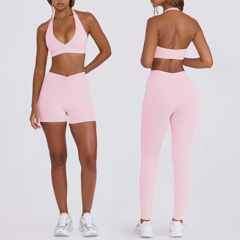 Women's 2-Piece Padded Halter Neck Sports Bra High Waist Lift Tummy Control Biker Shorts Yoga Set for Running Gym
Women's 2-Piece Padded Halter Neck Sports Bra High Waist Lift Tummy Control Biker Shorts Yoga Set for Running Gym