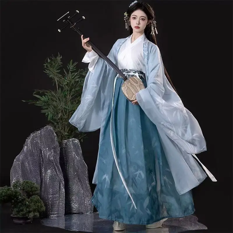 Vintage Women's Hanfu Traditional Chinese Dresses Weijin Period Cross Collar Large Sleeve Shirt Carnival Stage Dance Clothing
Vintage Women's Hanfu Traditional Chinese Dresses Weijin Period Cross Collar Large Sleeve Shirt Carnival Stage Dance Clothing