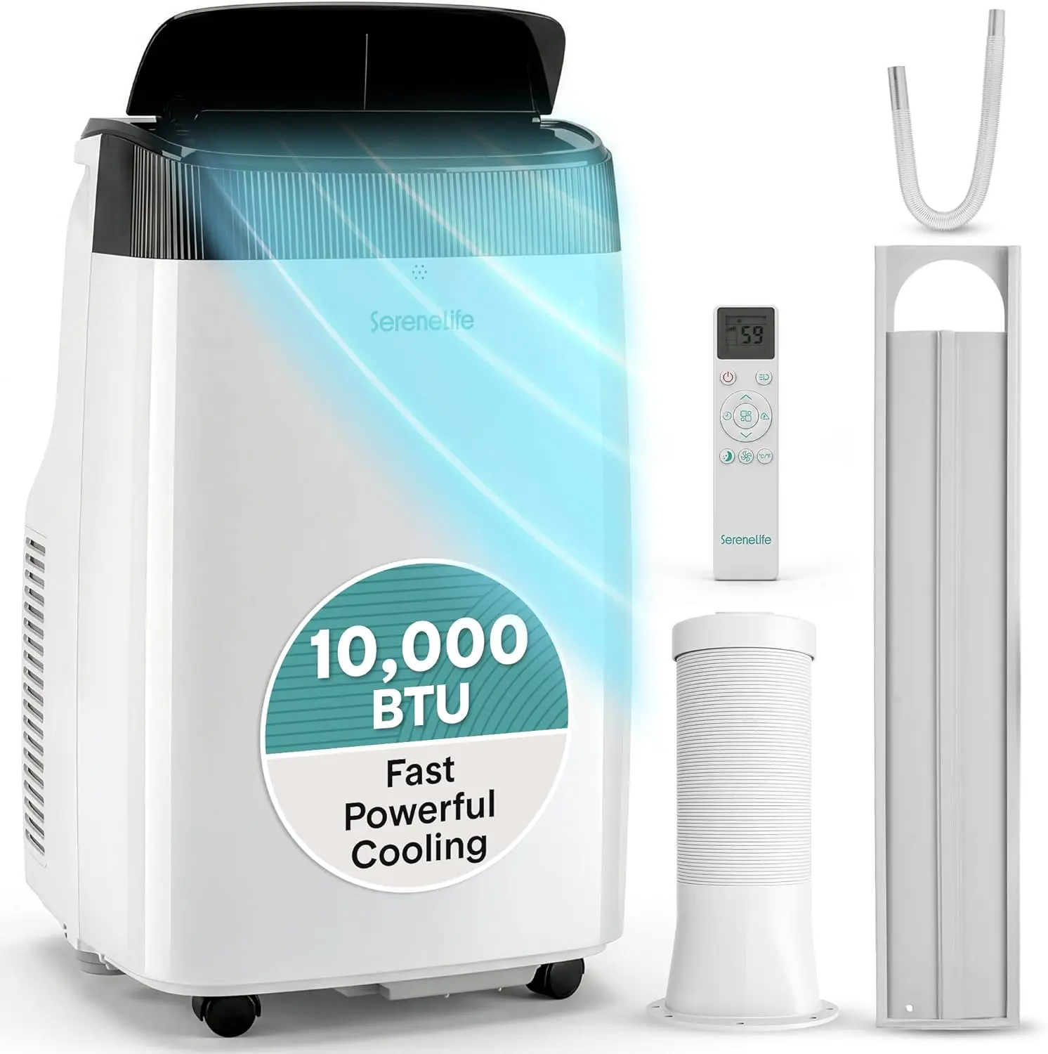 Portable 10,000 BTU Air Conditioner with Built-in Dehumidifier, Cools Rooms Up to 450 sq ft, Includes Remote Control and Window Mount Exhaust Kit, Cooling Only
Portable 10,000 BTU Air Conditioner with Built-in Dehumidifier, Cools Rooms Up to 450 sq ft, Includes Remote Control and Window Mount Exhaust Kit, Cooling Only