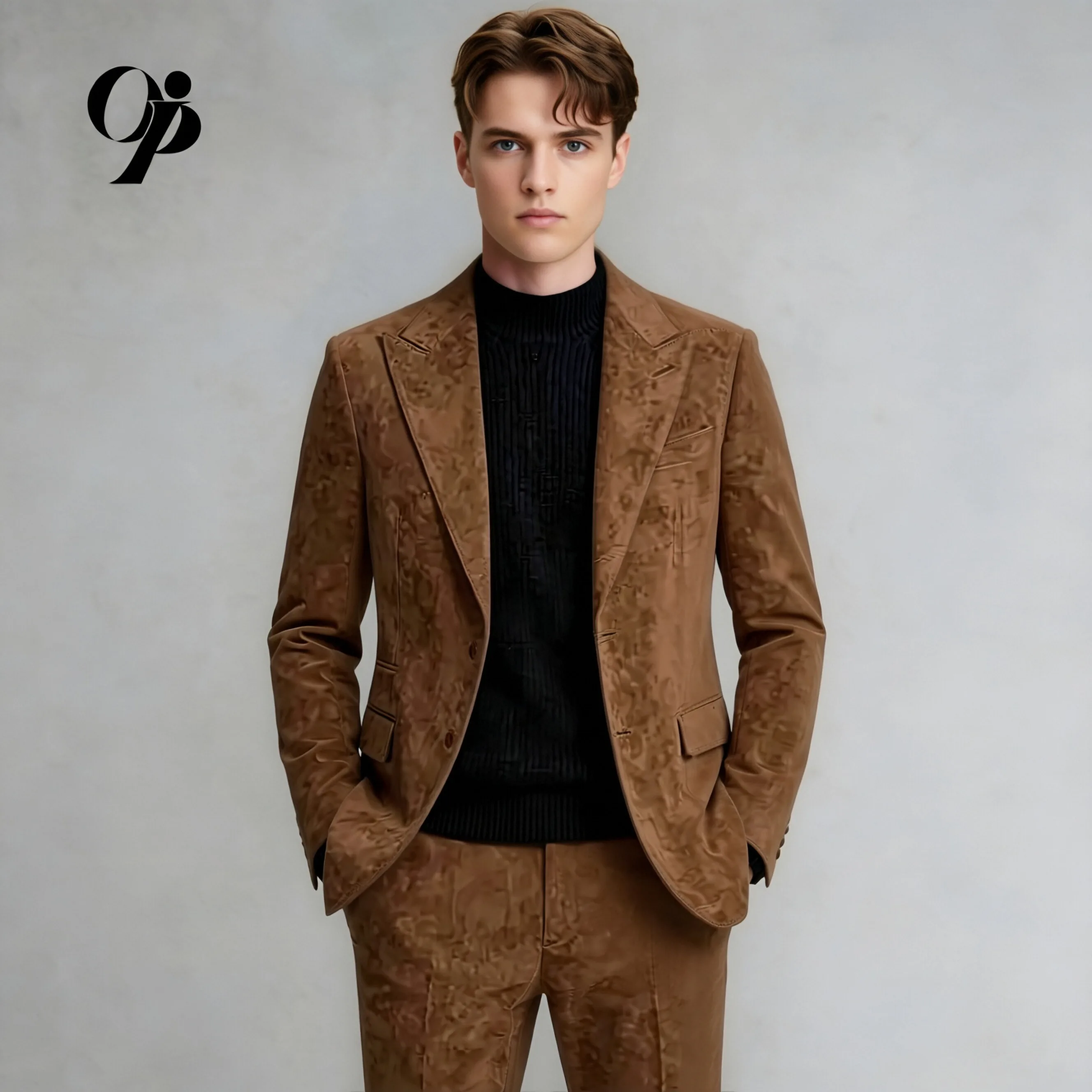 Men's Slim Fit Camel Embossed Velvet 2-Piece Suit Notch Lapel Opeodly Casual Outfit Jacket Pants for Autumn Winter
Men's Slim Fit Camel Embossed Velvet 2-Piece Suit Notch Lapel Opeodly Casual Outfit Jacket Pants for Autumn Winter