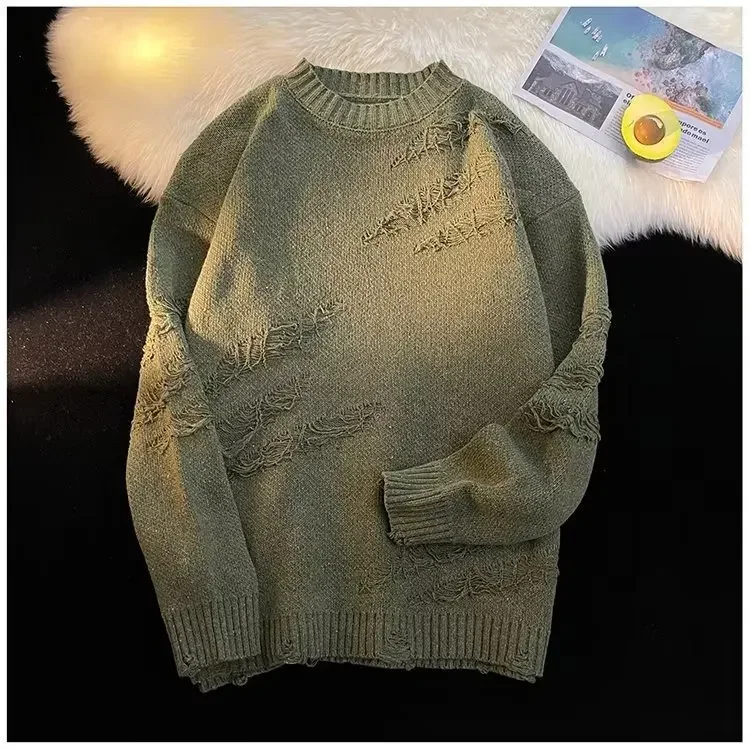 Японский винтажный рваный вязаный пуловер, мужской весенне-осенний новый однотонный свободный повседневный вязаный свитер с круглым вырезом
Японский винтажный рваный вязаный пуловер, мужской весенне-осенний новый однотонный свободный повседневный вязаный свитер с круглым вырезом