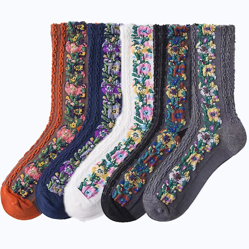5 Pairs Women's Retro Floral Embroidered Mid-Calf Socks - Elegant, Fashionable Ethnic-Style Ditsy Print Socks for Home & Leisure
5 Pairs Women's Retro Floral Embroidered Mid-Calf Socks - Elegant, Fashionable Ethnic-Style Ditsy Print Socks for Home & Leisure
