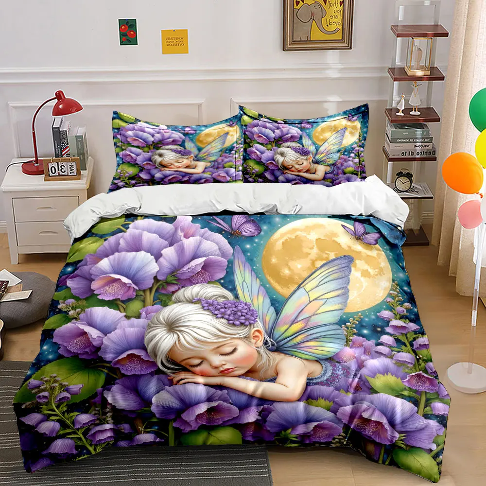 Fairy Amid Flowers Under Moonlight Pattern Duvet Cover Set Digital Print Colorful Polyester Bedding with Zipper Closur for gifts
Fairy Amid Flowers Under Moonlight Pattern Duvet Cover Set Digital Print Colorful Polyester Bedding with Zipper Closur for gifts