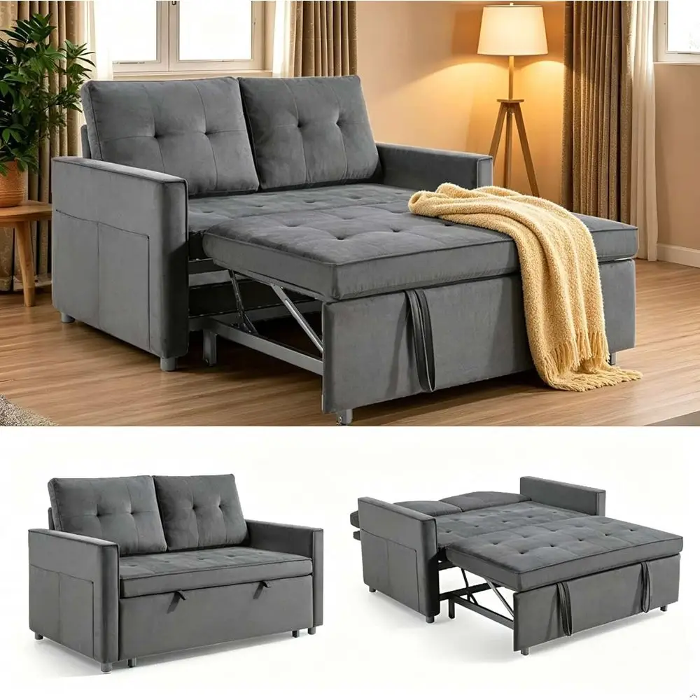3 in 1 Convertible Sleeper Soa Bed – 54" Pull Out Couch, Loveseat uton or Living Room, Bedroom, Aparent, Deep Gray | Adjustable
3 in 1 Convertible Sleeper Soa Bed – 54" Pull Out Couch, Loveseat uton or Living Room, Bedroom, Aparent, Deep Gray | Adjustable