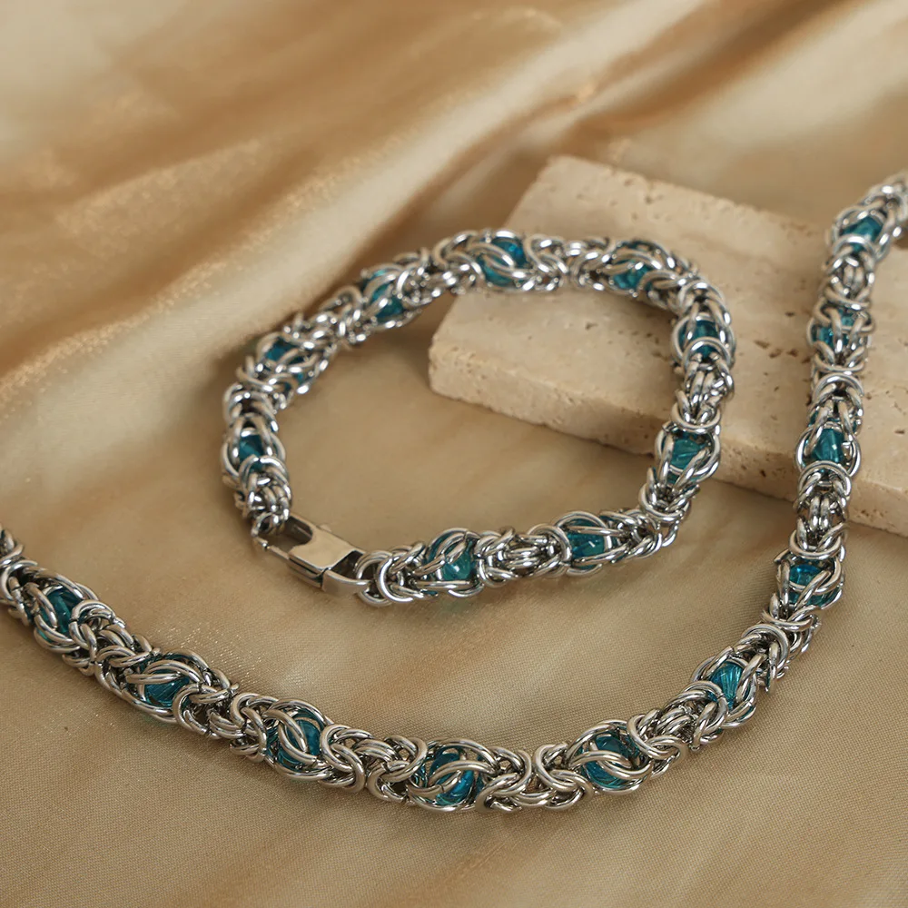 Luxury Stainless Blue Natural Stone Bracelet Steel Silver Color Chain Necklace for Women Hip Hop Charm Jewelry Set Sale
Luxury Stainless Blue Natural Stone Bracelet Steel Silver Color Chain Necklace for Women Hip Hop Charm Jewelry Set Sale