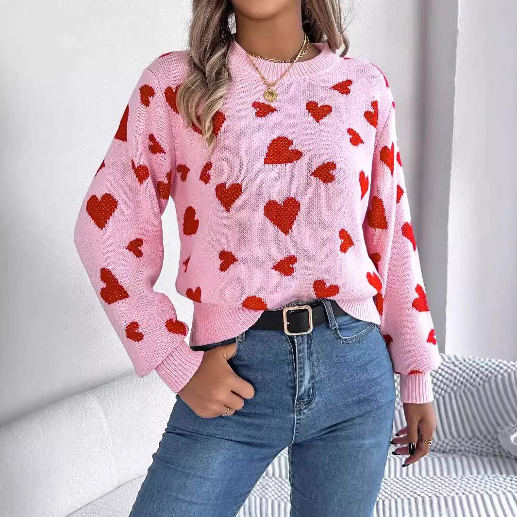 Autumn/Winter Casual Color Contrasting Love Lantern Sleeve Hoodie Sweater Women's Fashion Long Sleeve Round Neck Loose Sweater
Autumn/Winter Casual Color Contrasting Love Lantern Sleeve Hoodie Sweater Women's Fashion Long Sleeve Round Neck Loose Sweater