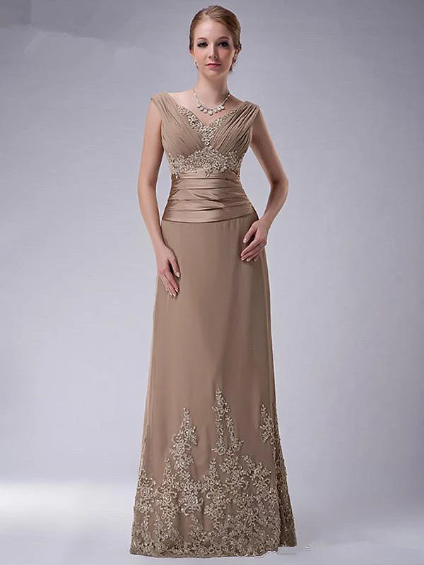 Vintage Khaki Mother of the Bride Dresses V-Neck A-Line Sleeveless Lace Applique Beads Formal Wedding Party Evening Prom Gowns
Vintage Khaki Mother of the Bride Dresses V-Neck A-Line Sleeveless Lace Applique Beads Formal Wedding Party Evening Prom Gowns