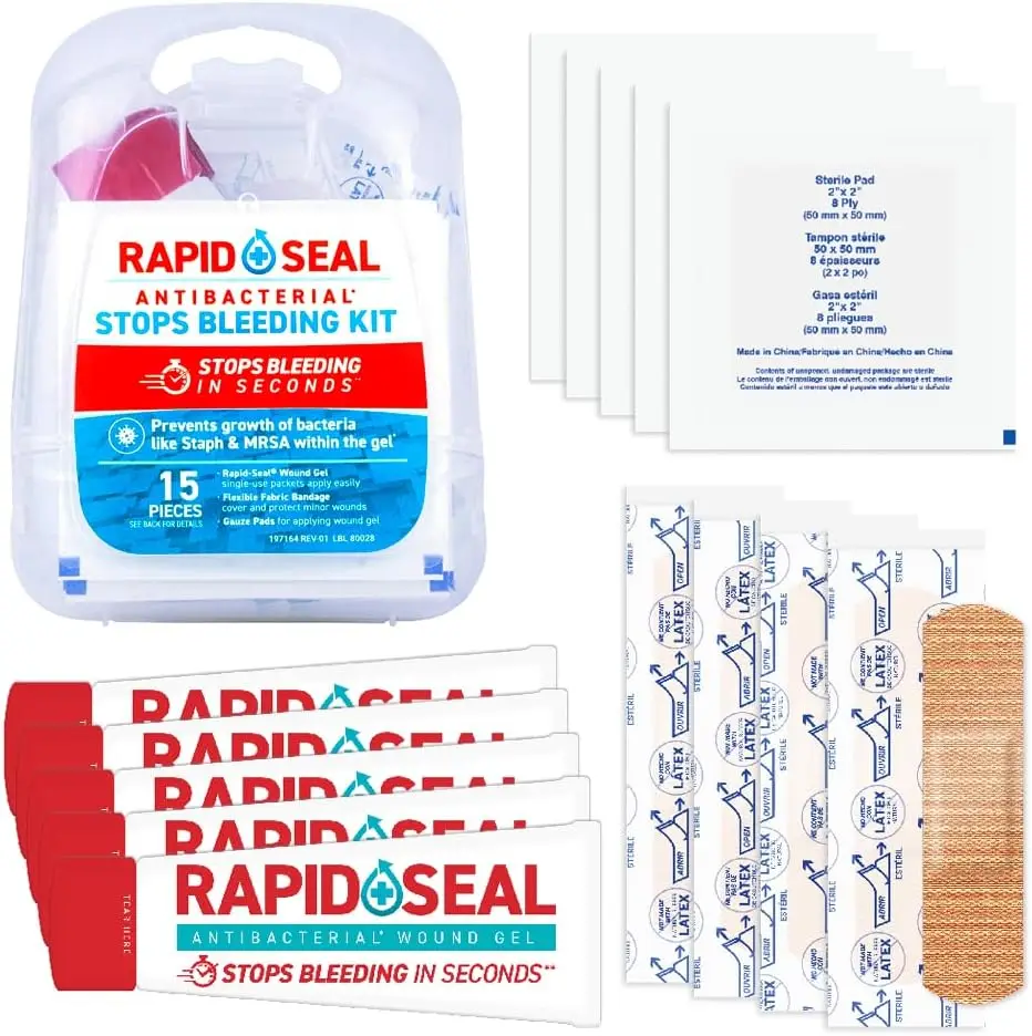 15pc Hemostatic First Aid Wound Care Kit | Stops Bleeding in Seconds | Quick Effective Bleed Control | for Blood Clotting, Trauma Kit, Survival Gear
15pc Hemostatic First Aid Wound Care Kit | Stops Bleeding in Seconds | Quick Effective Bleed Control | for Blood Clotting, Trauma Kit, Survival Gear