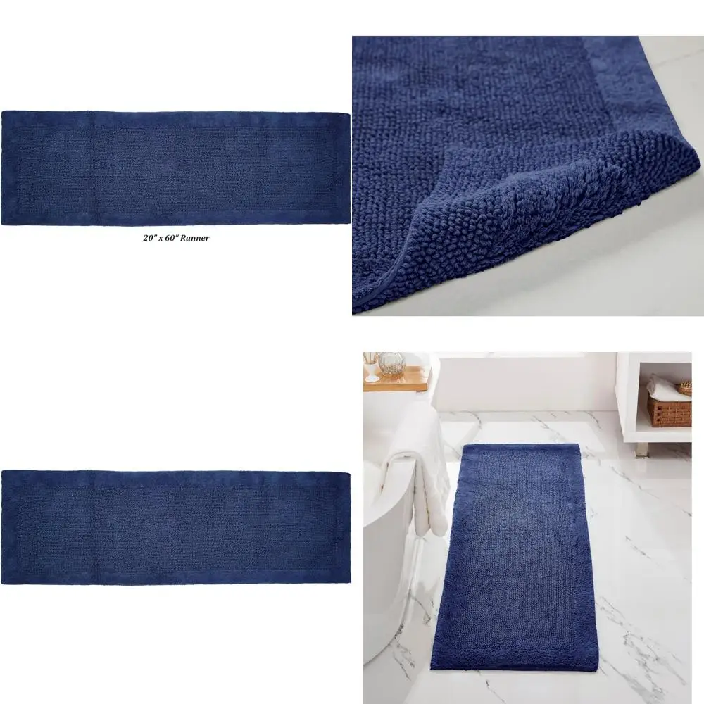 Хлопковый двусторонний коврик для ванной, 100% впитывающий, быстросохнущий, моющийся, 20x60 дюймов, с темно-синей окантовкой
Хлопковый двусторонний коврик для ванной, 100% впитывающий, быстросохнущий, моющийся, 20x60 дюймов, с темно-синей окантовкой