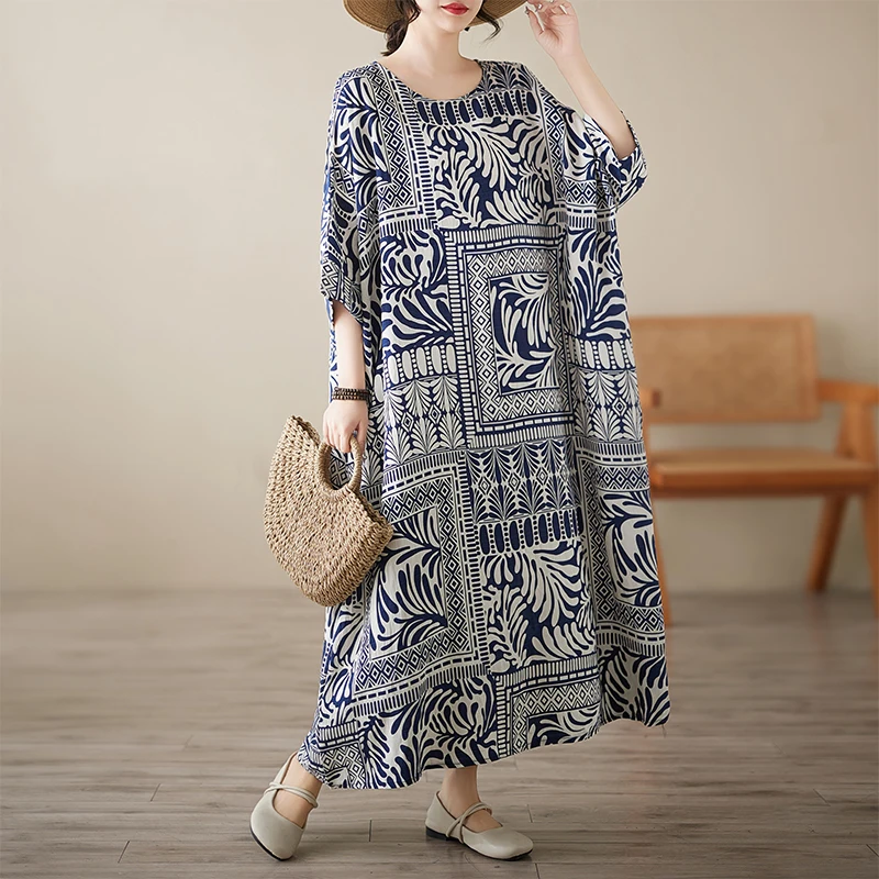 Loose Cotton Linen Women's Dress round Neck Sleeveless Large Size Mommy Style Summer Long Dress Comfortable Breathable Gown
Loose Cotton Linen Women's Dress round Neck Sleeveless Large Size Mommy Style Summer Long Dress Comfortable Breathable Gown