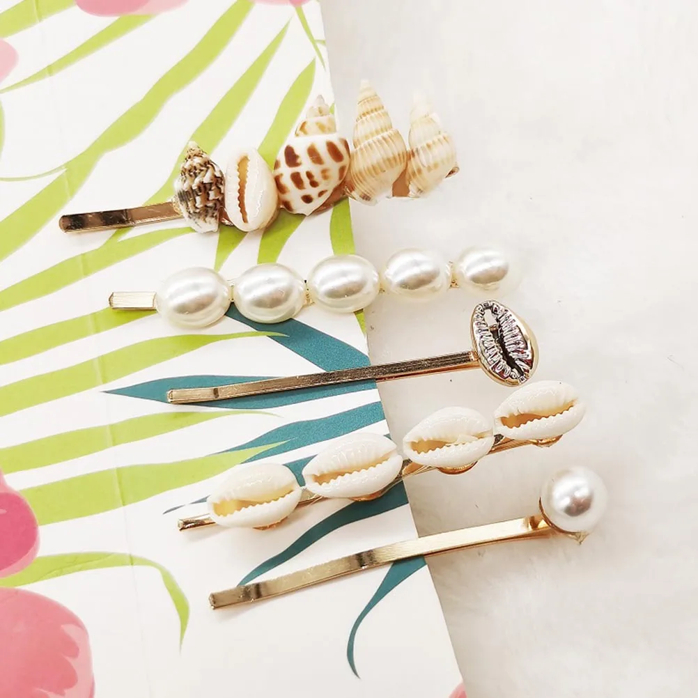 5 pcs Shell Hair Clips Set Premium Alloy Pearl Hairpin Cute Bobby Pins Seashell Accessories for Women Elegant Barrettes Party
5 pcs Shell Hair Clips Set Premium Alloy Pearl Hairpin Cute Bobby Pins Seashell Accessories for Women Elegant Barrettes Party